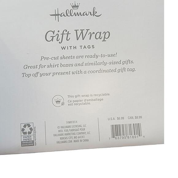 Hallmark 5-Pack Recyclable Gift Wrap Sheets Tags Better Together Friendship New - Picture 6 of 6